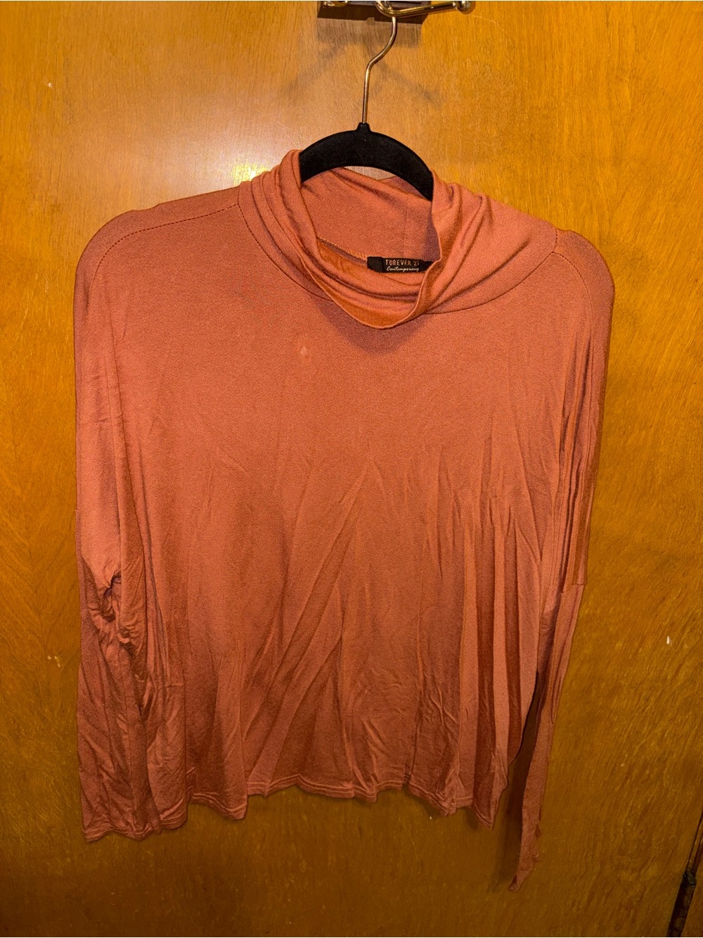 Forever 21 coral/peach Cowl Neck Long Sleeve Top